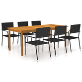 9 Piece Garden Dining Set Black